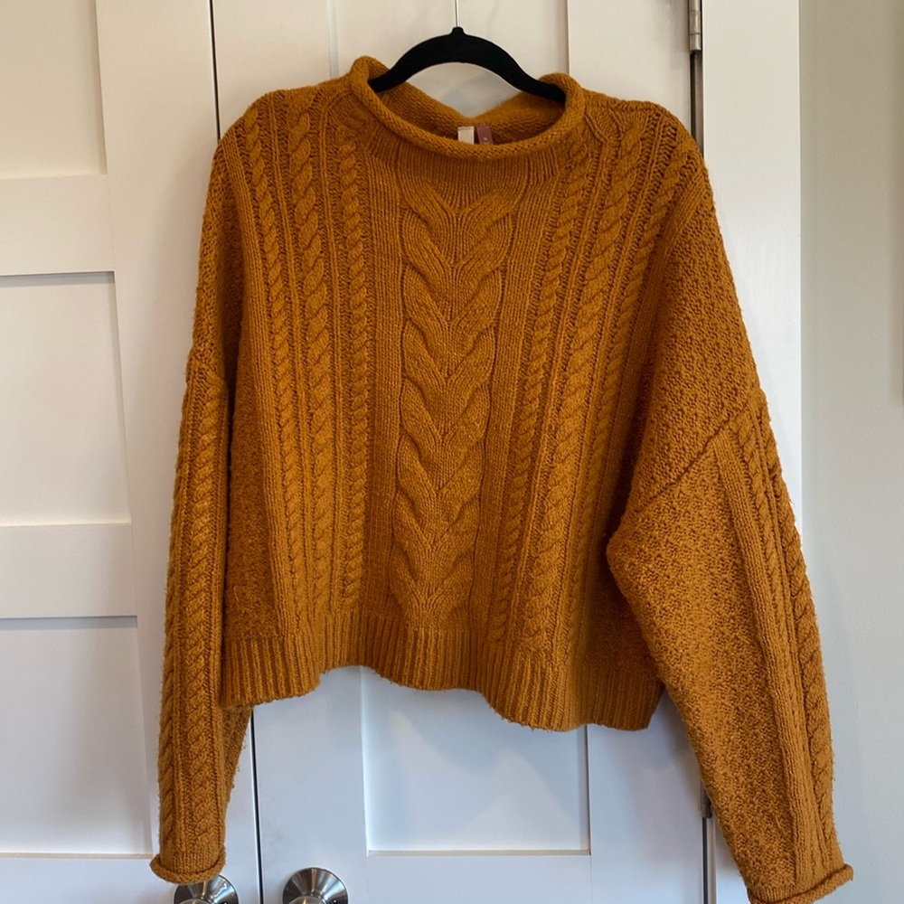 Anthropologie | Pilcro Cropped Cableknit Sweater, Size XL, Heavyweight Soft Knit